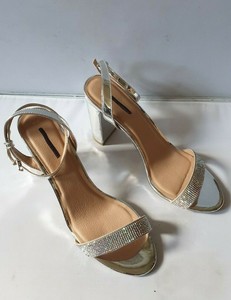 silver block heels new look