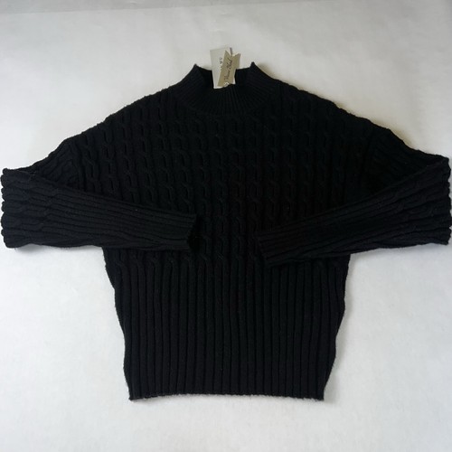 JASON WU Cable Knit Rib Hem & Cuffs Pullover Sweater Black JW453000 Small NWT - Picture 3 of 10