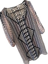 Charlotte Russe Slit Sleeve Bohemian Dress Button Keyholes Back Lined Chiffon XS