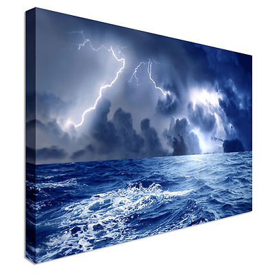 Stormy Blue Seascape Leinwand Wandbild Bild Druck