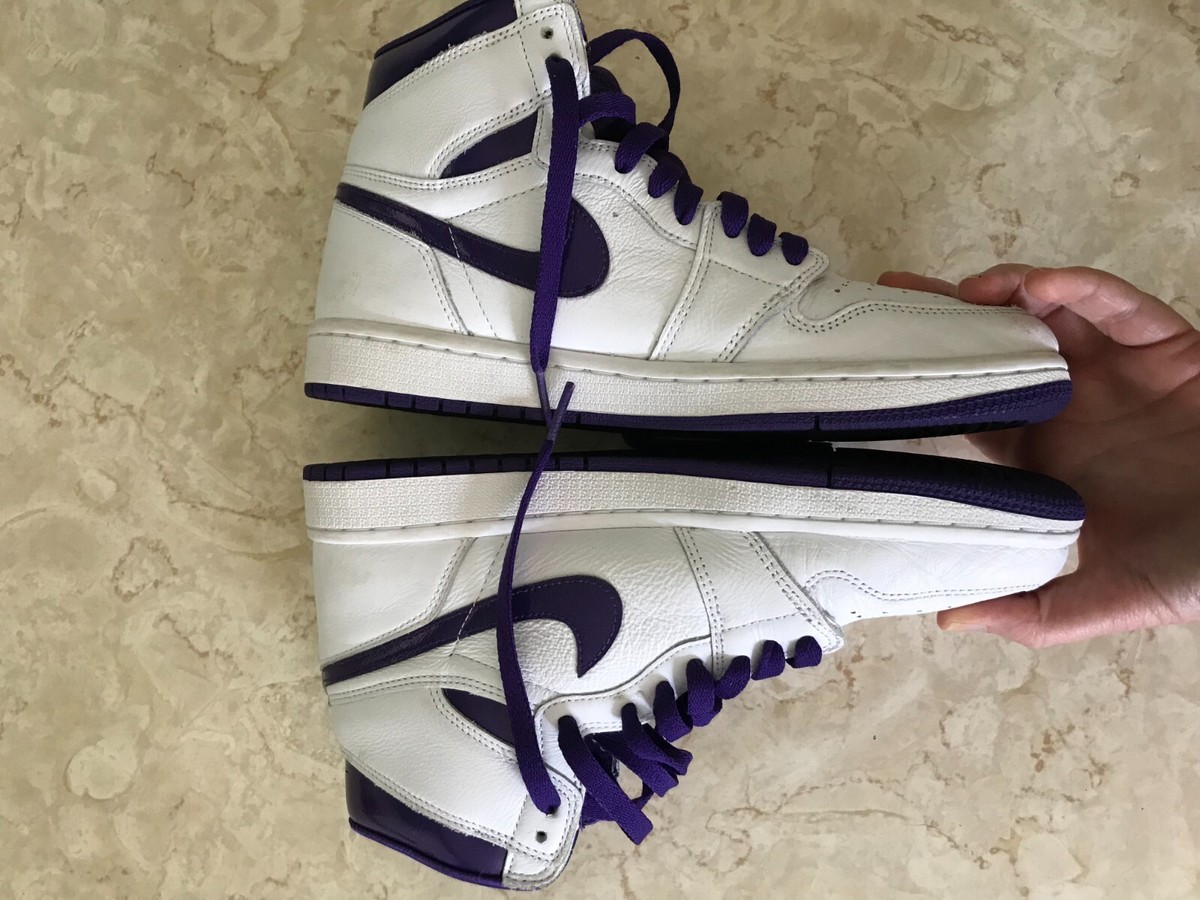 Nike Air Jordan 1 Sz 8.5 High Court Purple and White Leather