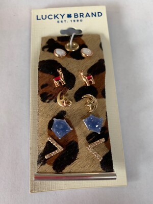 $35 Lucky Brand 5PC Earrings  Lama Moon  studs  X26