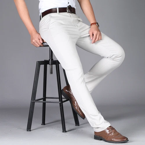 Chino Slim Fit Mens Straight Leg Casual Stretch Dress Skinny Pants Size 30-40 - Picture 7 of 25