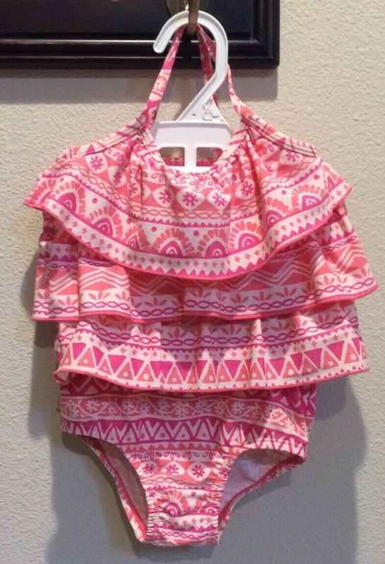 new 2PC Carter's  Ruffled Baby Girls Top Bottom Swimwear US Size 24 Months  2T  