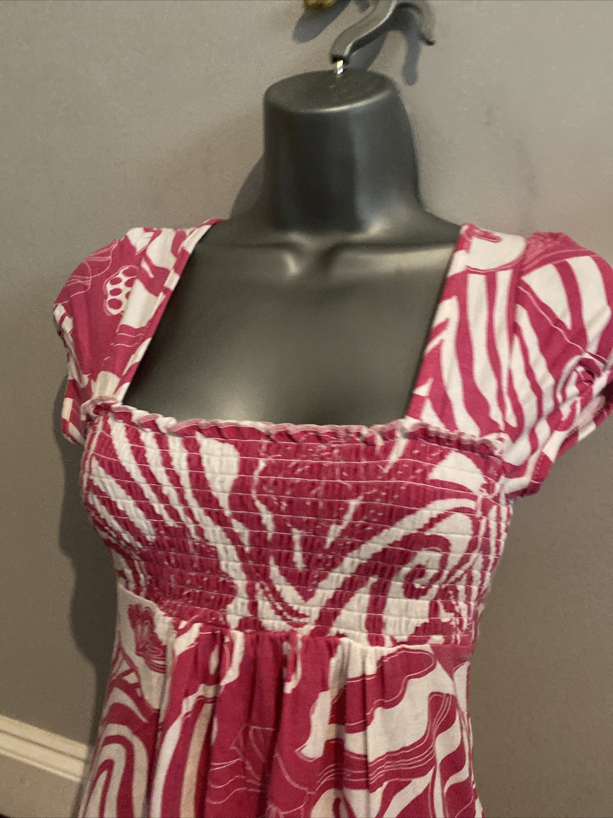 Jane Norman Y2k 00s Stunning square neck Pink White Summer Dress Size 10 image 2