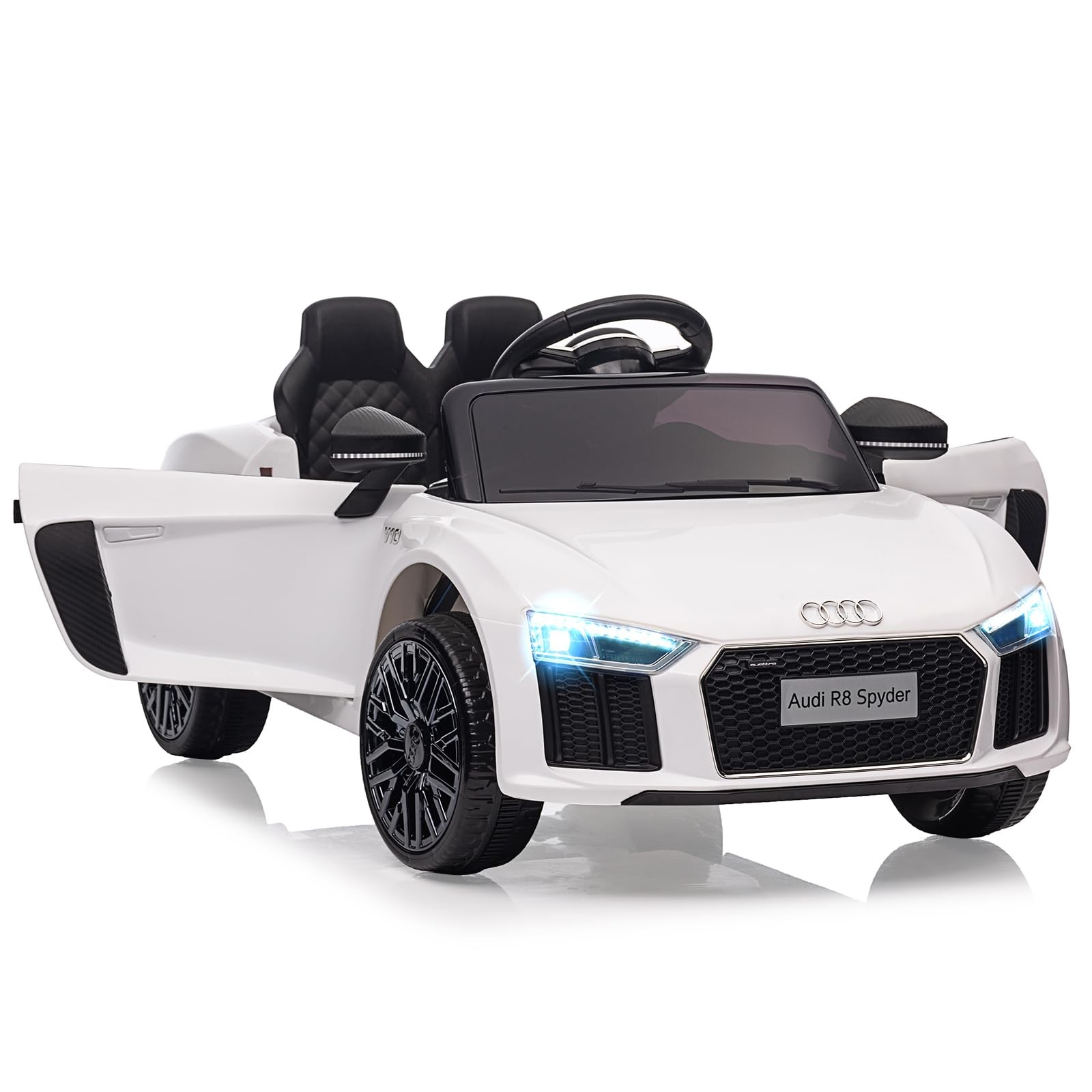 Voiture Électrique Enfant Audi R8 Cadeau Anniversaire 12V Télécommandée avec Phares LED