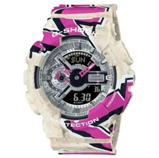 G-SHOCK Digital Watch White/Pink/Black Graphic Print Used G1205