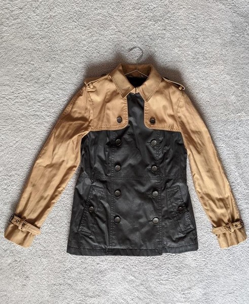 Damen Coach Trenchcoat Schwarz Baumwolle 38 / M / 46