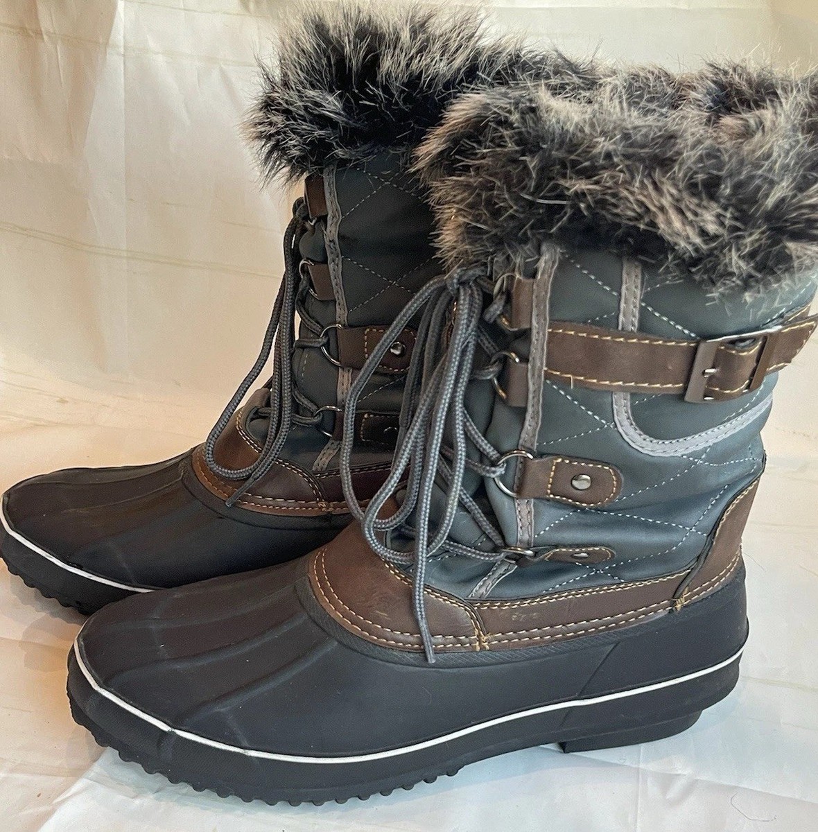 Itasca Womens Winter Boots Fur Lined Black Brown Gray  display picture 3