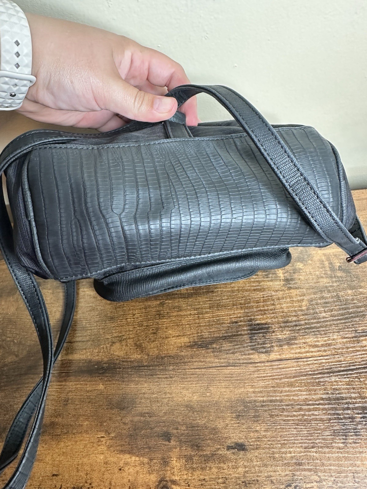 MultiSac Adele Black Small Backpack Bag Faux Leat… - image 9