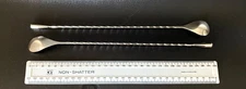 2 / Pair LONG COCKTAIL STIRRERS Muddler EXTRA LONG SPOONS Shiny Stainless Steel