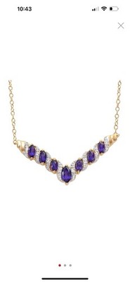   Amethyst & Diamant 1,78ct Collier 18K vergoldet Sterlingsilber 19'' JSA  
