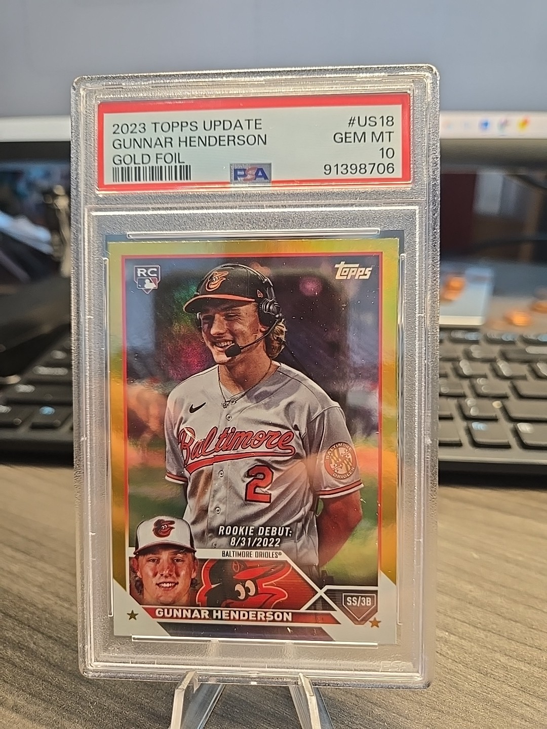 2023 Topps Update Series - Rookie Debut Gunnar Henderson #US18 Gold Foil PSA 10