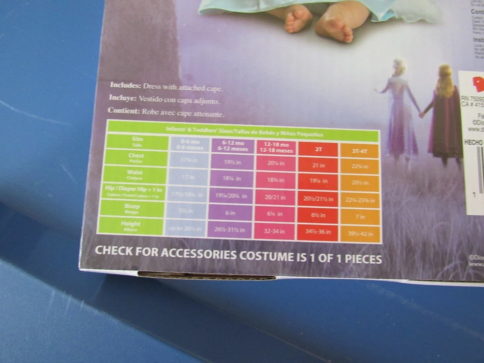 Nuevo Disfraz Disney Frozen Elsa Infantil Talla 12 18 Meses Azul Halloween Foto 3 de 4