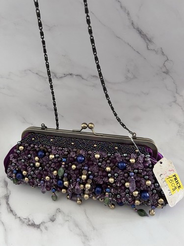 Vintage Beaded Clutch Hand Bag Glam Bling Art Deco - Picture 13 of 19