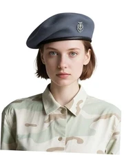 Beret Hats for Women & Beret Hat Men - US Army Style 100% Wool Large Grey