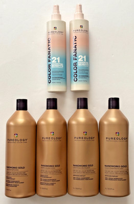 Pureology Nanoworks Gold Color Care Shampoo & Conditioner XL Lot Hair Spray NEW!