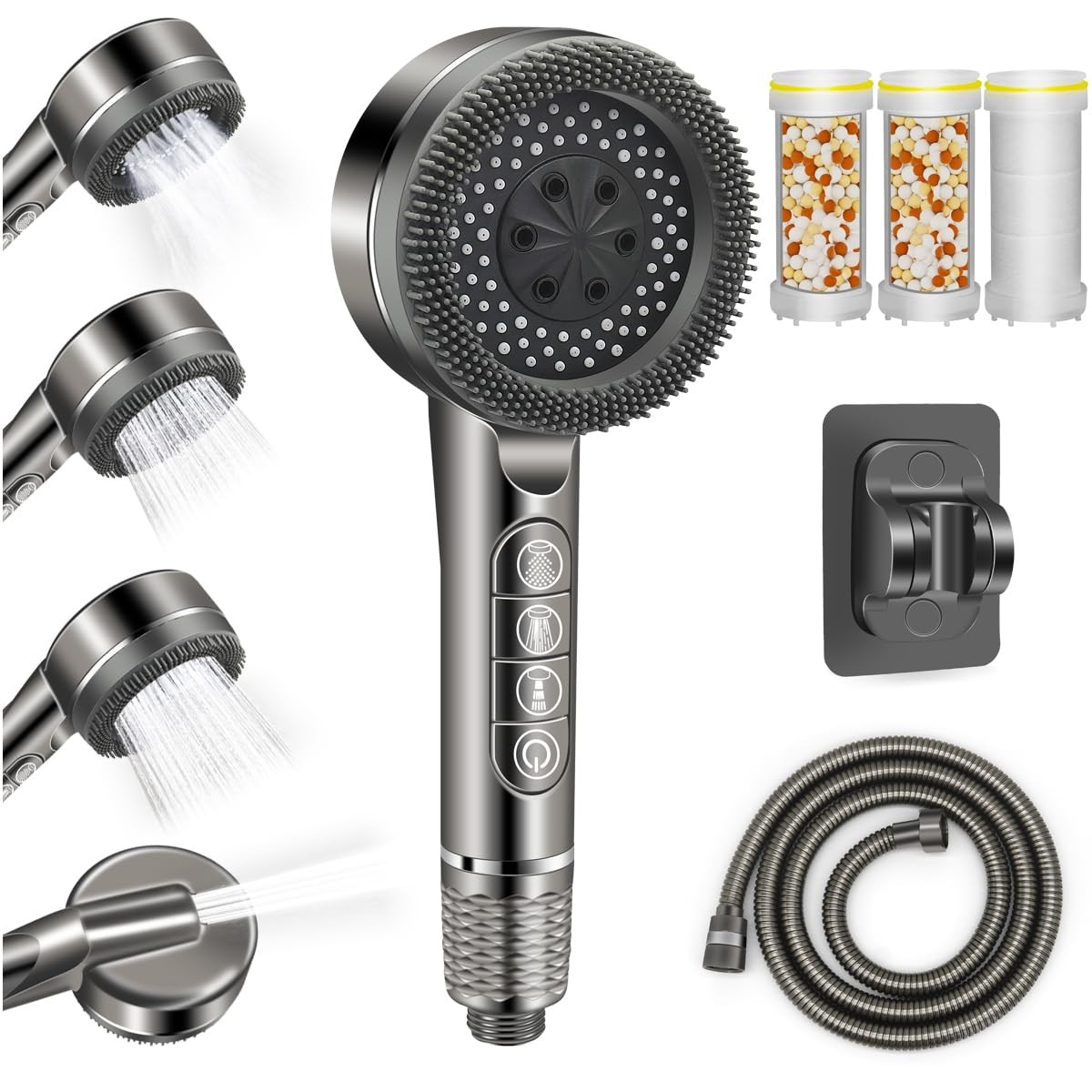 Pommeau de douche avec tuyau 1.5m pommeau douche anti calcaire jet puissant