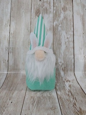 New* Mini 7'' Plush Easter Bunny Gnome Shelf Sitter Doll Decor Green Striped 