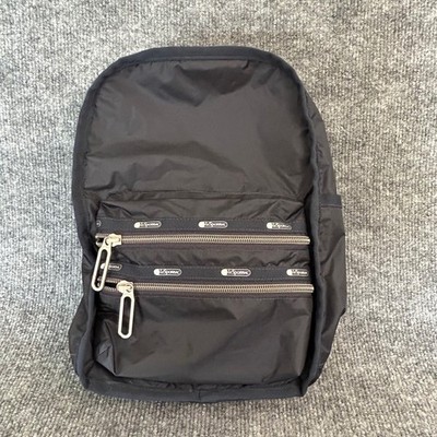 LeSportsac Voyager Small Backpack Black Nylon Multi Pocket Travel Bag