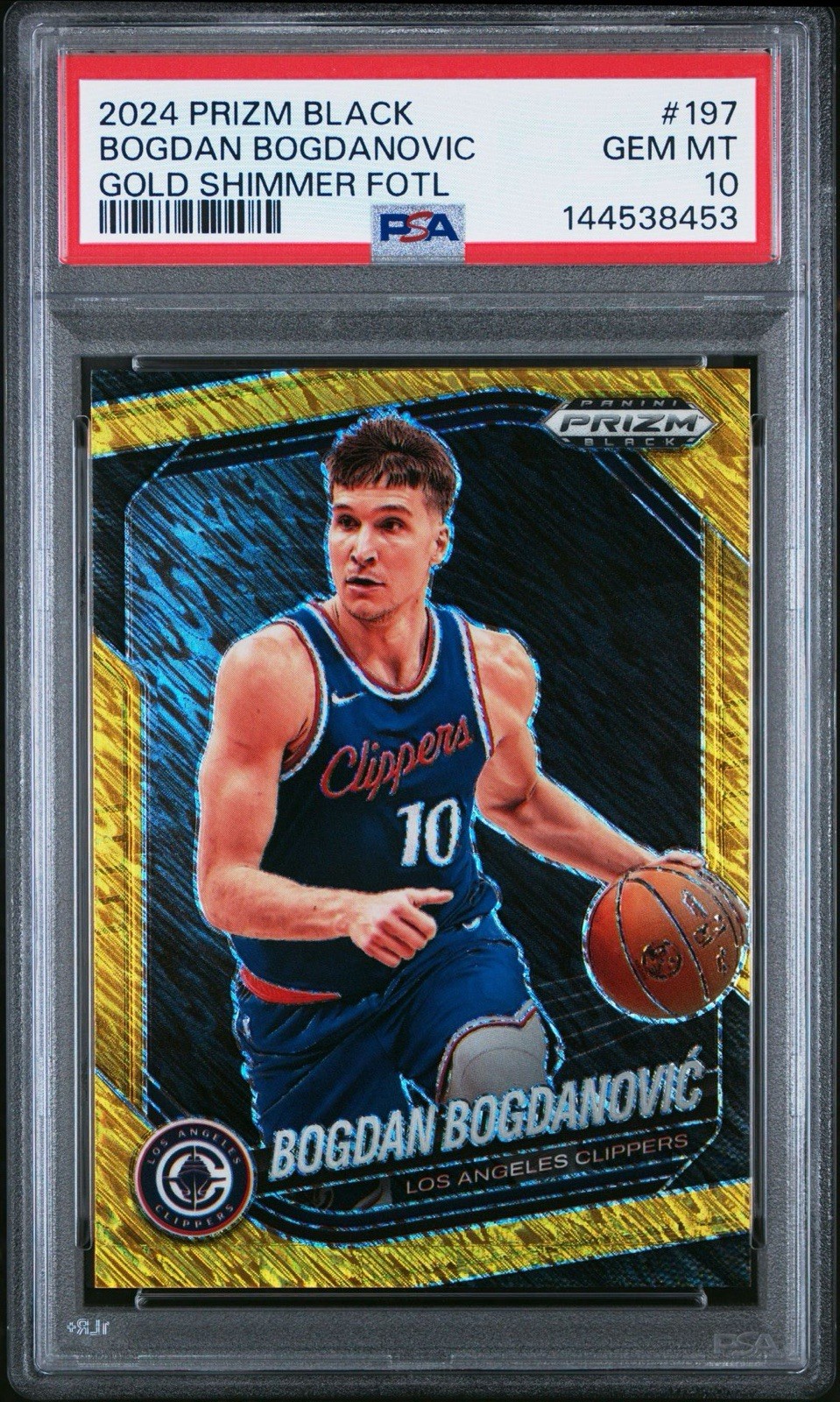2024 Panini Prizm Black Bogdan Bogdanovic Gold Shimmer Fotl 1/10 Psa 10 Pop 1/1