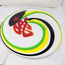 VTG Fujimori Collection Art Glass Platter Kato Kogei Japan Abstract 20.5"
