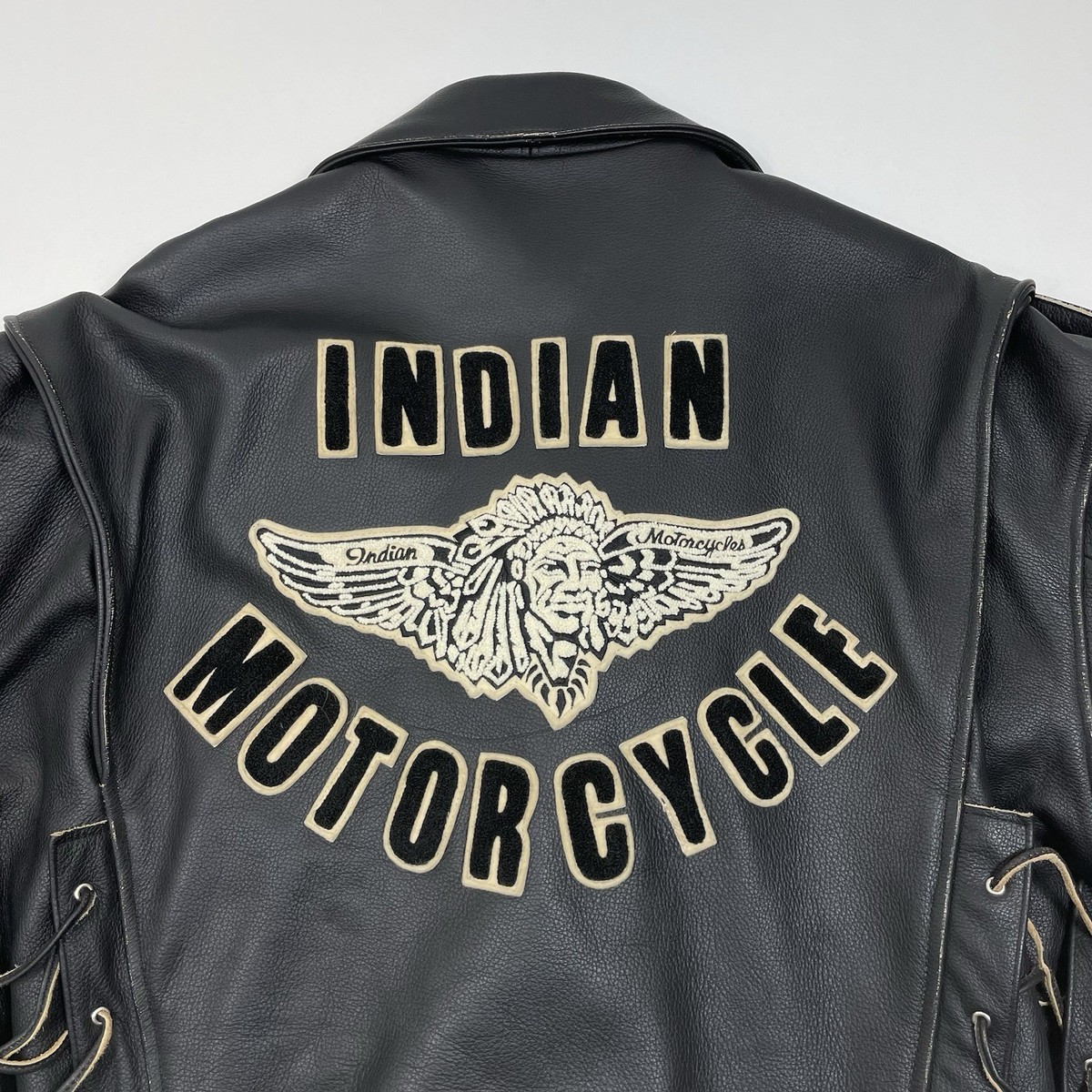 Vintage Indian Motorcycle Black Leather Riding Jacket Adult Men