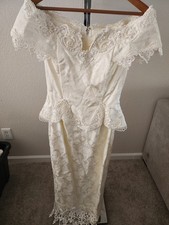 1980s Vintage JESSICA McClintock Ivory Beaded Baroque Wedding Dress Sz 9 /10 SM