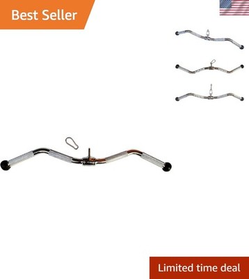 Chrome Finish Lat Cable Attachment with Comfortable Rubber Grip - Gym Essential
