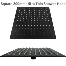 200mm Square Matt Black Shower Head Ultra Thin Rainfall Stainless Steel Ceiling