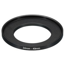 34mm-49mm Metal Step Up Ring, Camera Lens Filter Adapter Ring Black