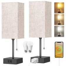 Table Lamp for Bedroom set of 2,3-Color Bedside Lamps 15inch, Black Cream