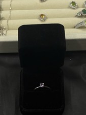 Silver Solitaire Ring with Round Purple Amethyst Prong Setting for Women