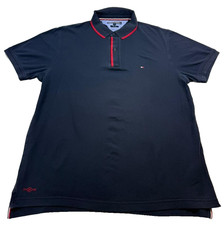Polo Tommy Hilfiger da uomo blu navy slim fit con orlo rosso taglia XL