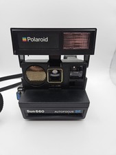 Polaroid Sun 660 Autofocus SE Instant Camera Black Untested AS-IS Vintage