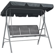 Image of Outsunny Metal Swing Chair 3 Seater Patio Bench w/ Canopy, Dark Grey