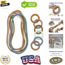 Chewy Necklace for Sensory Kids, 12 Pack Stretchy Fidget Bracelet Necklace fo...