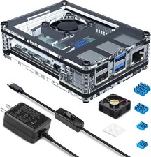 Case for Raspberry Pi 4 with Fan Cooling Pi 4B Case with 5V 3A Power Supply, 4 p