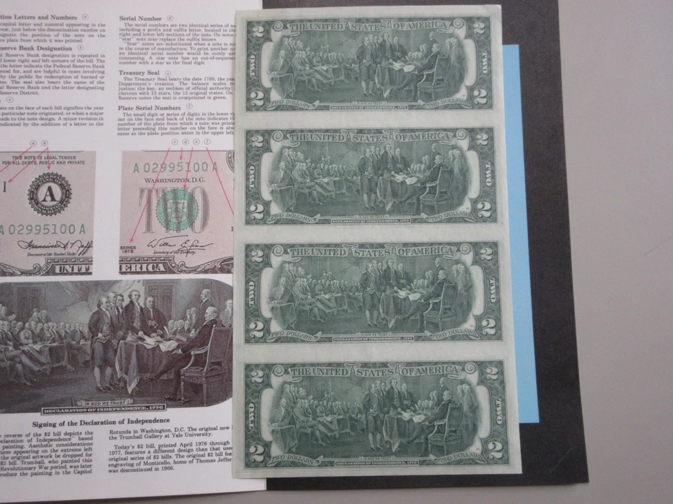 1976 UNCUT STAR SHEET OF 4 $2 DALLAS ( K )  FRN FEDERAL RESERVE NOTES - Image 4 of 4