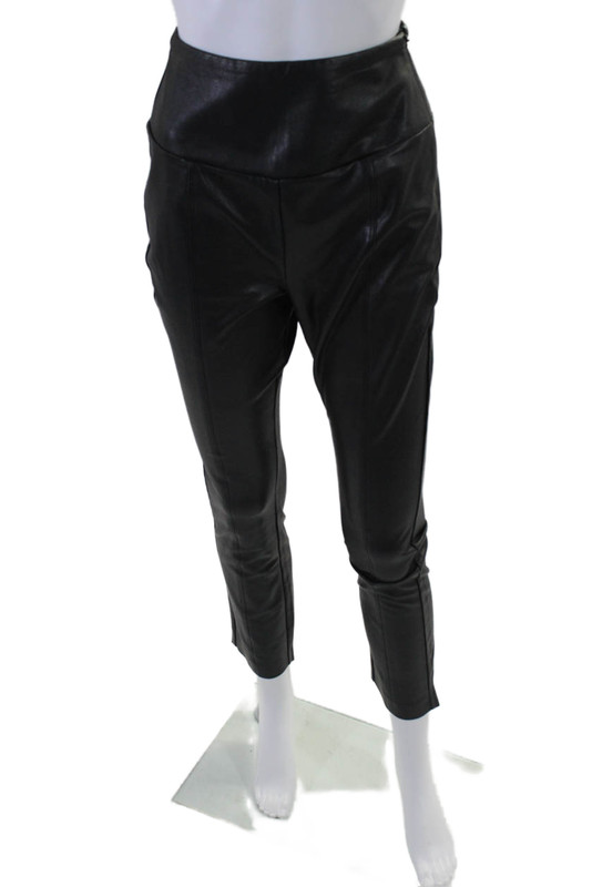 BCBGMAXAZRIA Womens Faux Leather Zipped Slip-on Pants Black XS