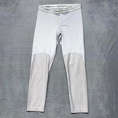 Nike Pro Dri Fit Leggings Womens Medium Gray Stretch Athleisure Yoga Workout