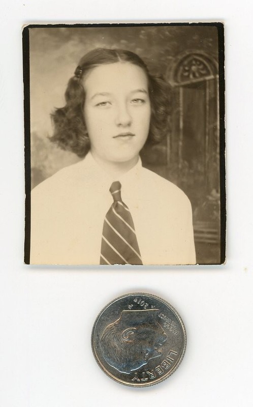 Old 1940's BOOTH photo / Bad Teen in SCHOOL GIRL'S UNIFORM Can Look Like Anyone