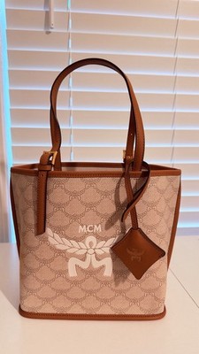 100% Authentic MCM Mini Himmel Shopper In Lauretos With Natural Nappa Leather