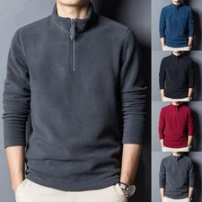 Lightweight Men's Fleece Jacket with Zipper for Winter Indoor Outdoor Use