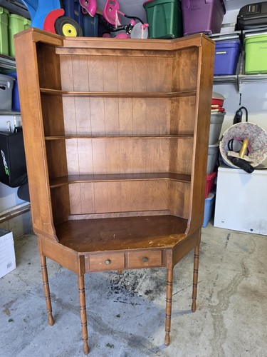Ethan Allen Corner Desk With Bookcase, Drawer, Vintage 70s