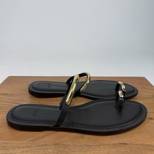 New Womens Dolce Vita Wink Leather Black Slip On Slide Sandals Size 10.5 M