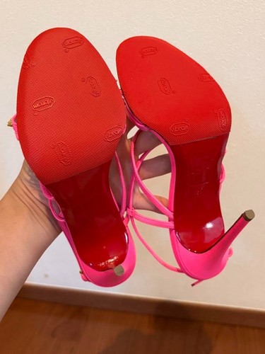 Christian Louboutin Sandal Heel Spike Cross Pink Size EU 37 US 6 Women - Picture 5 of 5