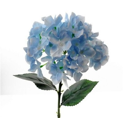 6 blaue Hortensien Seidenblumen Blumen Strauß Hochzeit Wohndeko 45 cm ca. B2/26