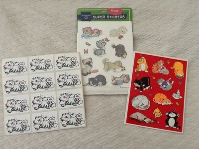 You Choose! Vintage 1 Sheet Cat Stickers Playful / Napping Cats / Fuzzy stickers