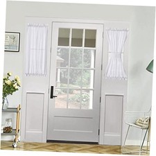 French Door Curtains Small Set of 2 White 30"W x 40"L Pack of 2 White Linen